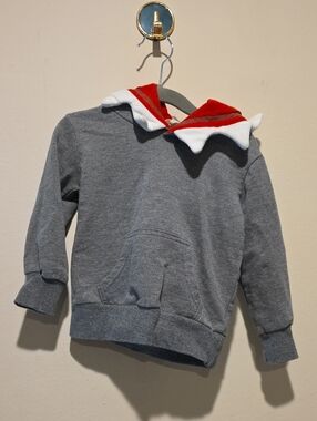 Doodle Pants SHARK hoodie 18 Months Kids Grey Hoodie Red & White Accent Collar
